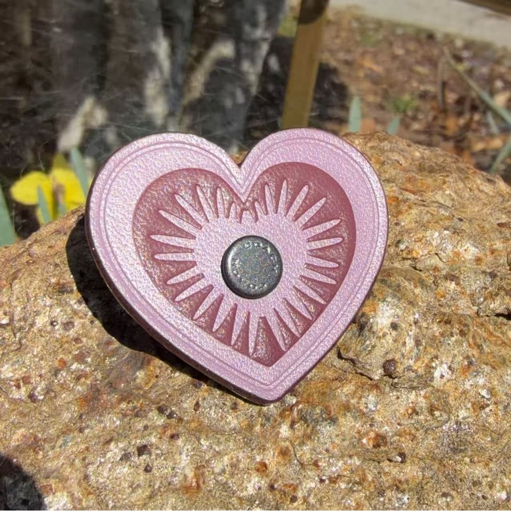NWT Coach Small Glitter Edge Heart Leather Pin 34161